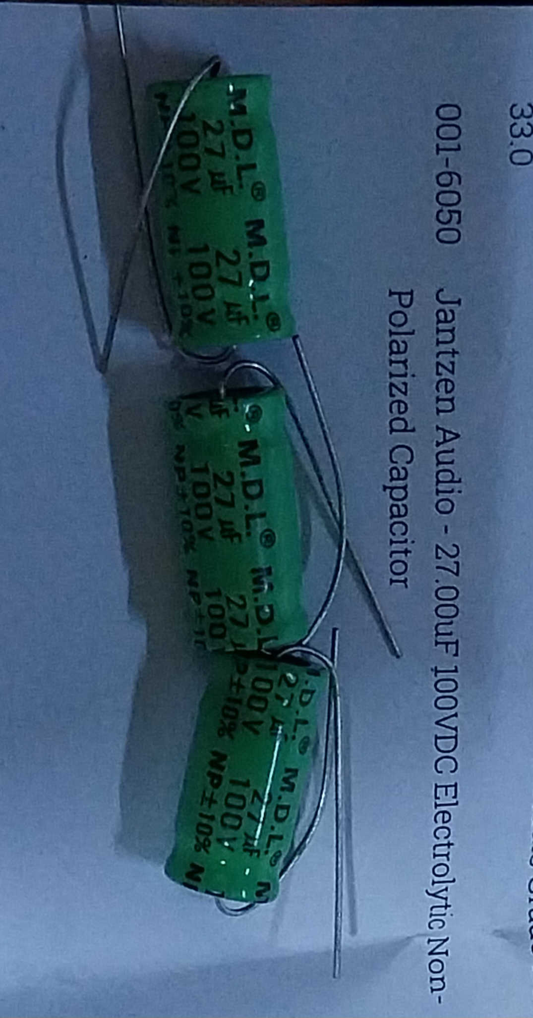 Jantzen Audio 27.00uF 100VDC Electrolytic NonPolarized Capacitor diyaudiocart