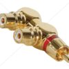 Gold RCA Y (1) Male To (2) Right Angle Female - Pair
