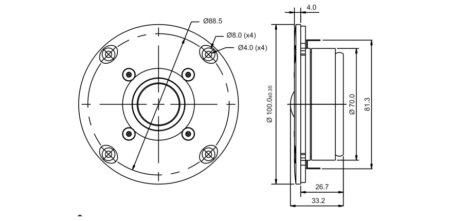 SB Acoustics SB26ST-C000-5  Fabric Dome Tweeter