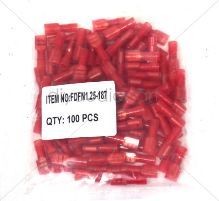 DAC – Fully Insulated Female Disconnects - Red - Pack of 100 - FDFN1.25-187