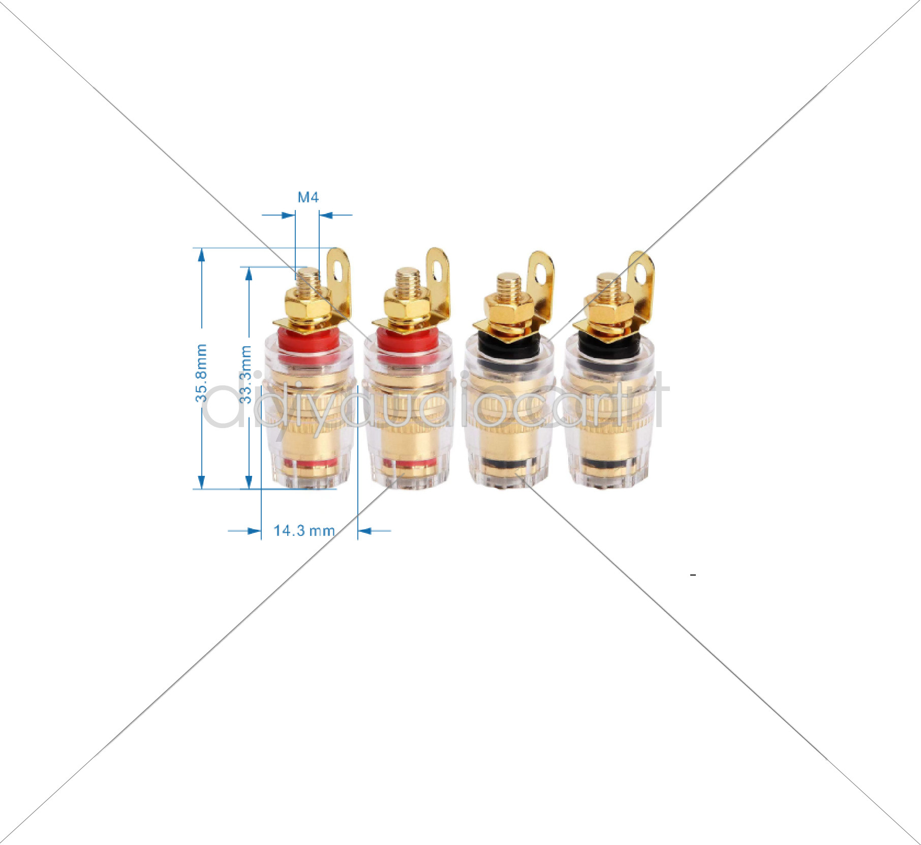 DAC - Banana Fully Insulated Binding Post Pair Gold -Small-Short
